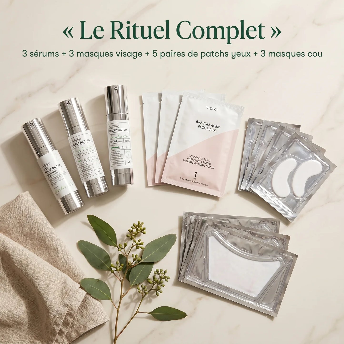 Le Rituel Complet Skin Reset : 3 sérums + masques visage, patchs yeux et masques cou offerts