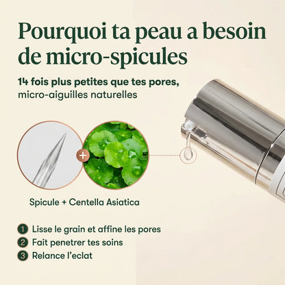 Micro-spicules Skin Reset : 14 fois plus petites que les pores, avec Centella Asiatica
