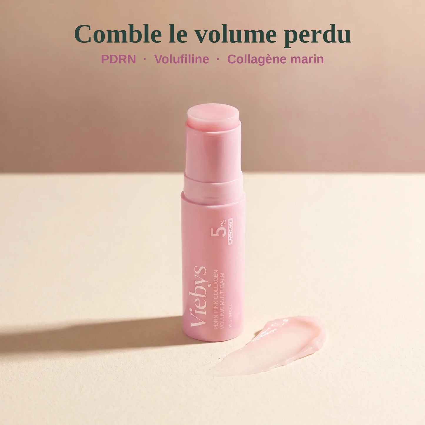 Stick Volume Reset Viebys, baume repulpant PDRN, Volufiline et collagène marin — comble le volume perdu